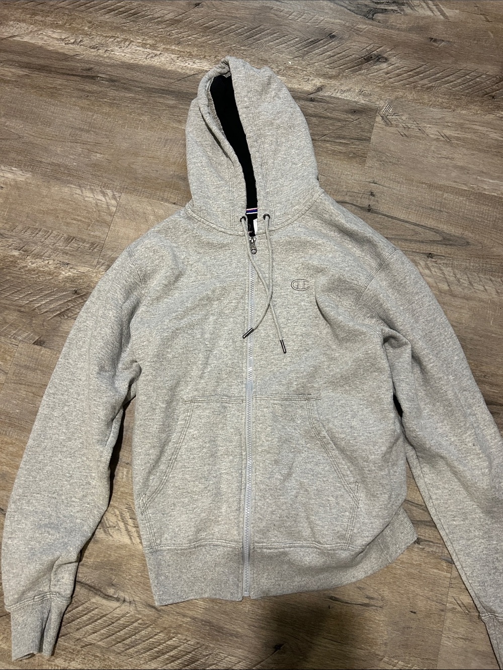 Champion Light Gray Full-Zip Hooded Sweatshirt
